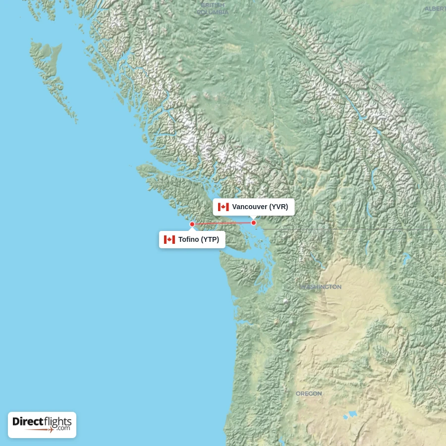 YTP - YVR route map