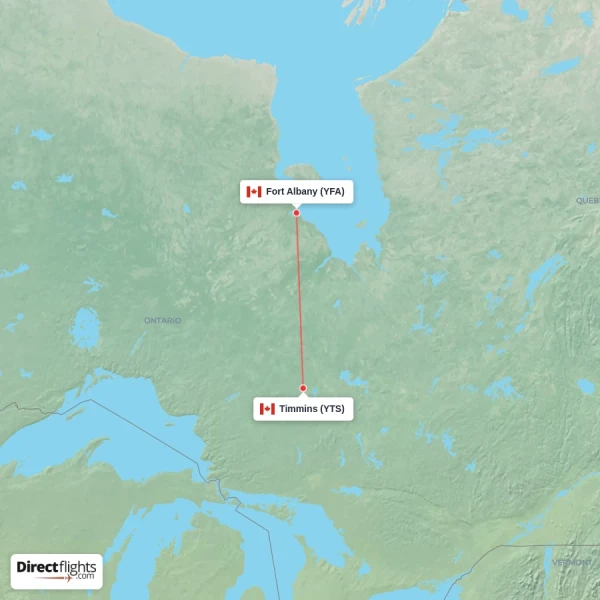Timmins - Fort Albany direct flight map