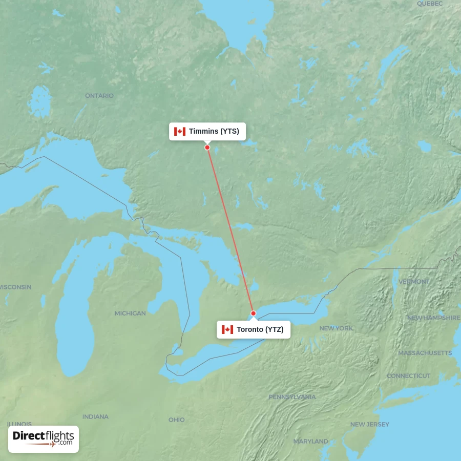 YTS - YTZ route map