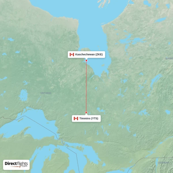 Timmins - Kaschechewan direct flight map