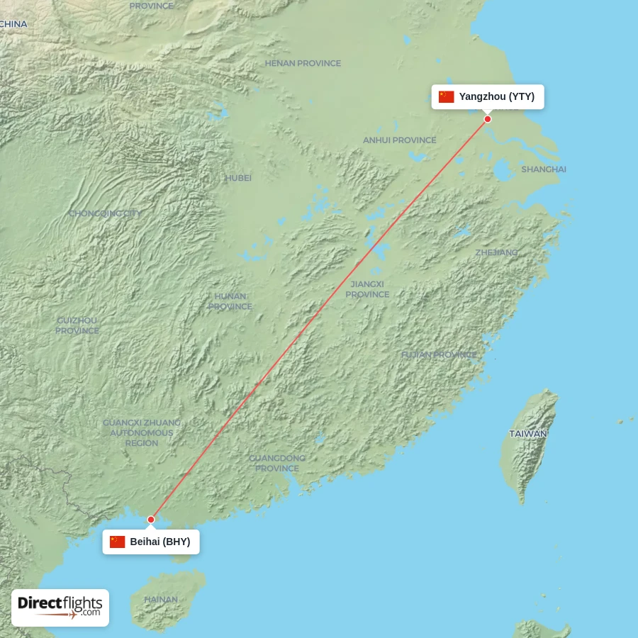 YTY - BHY route map