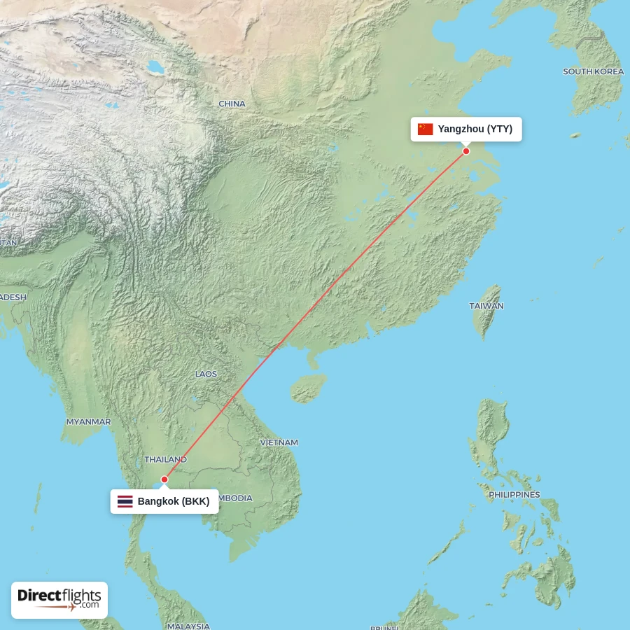 YTY - BKK route map