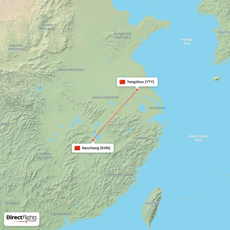 YTY - KHN route map