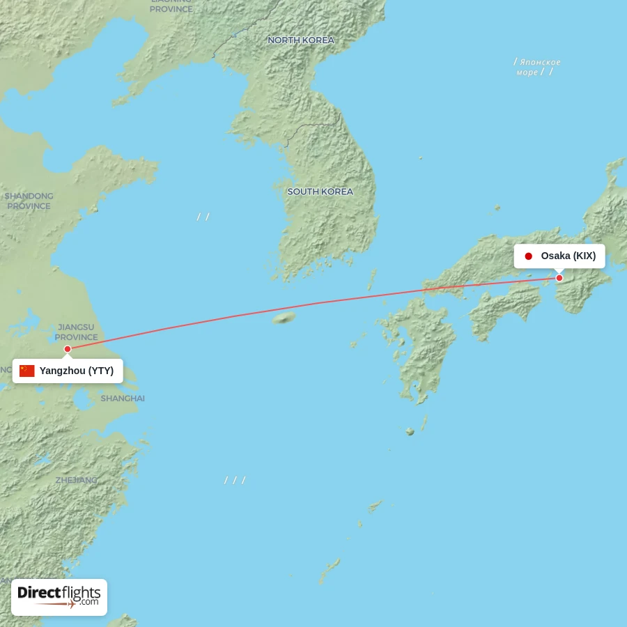 YTY - KIX route map