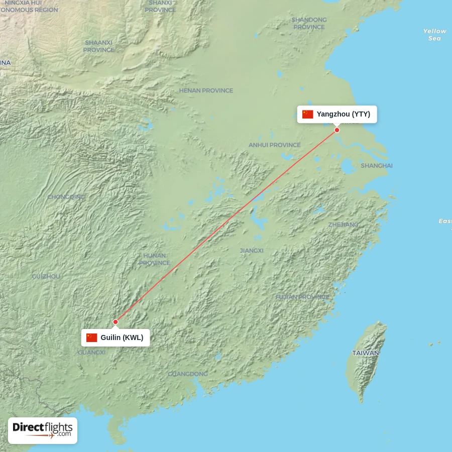 YTY - KWL route map
