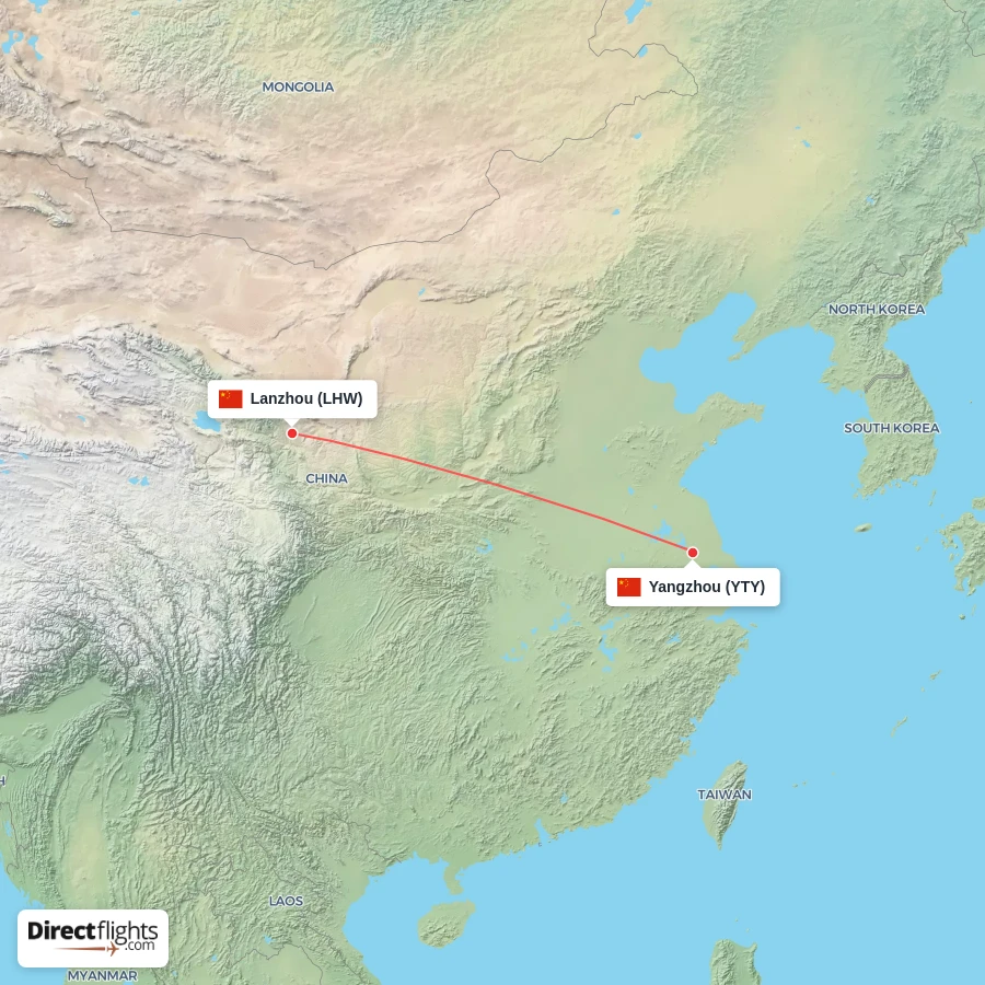 YTY - LHW route map