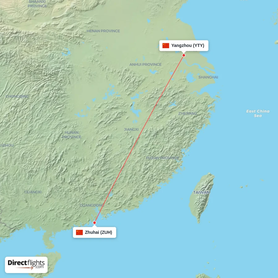 YTY - ZUH route map