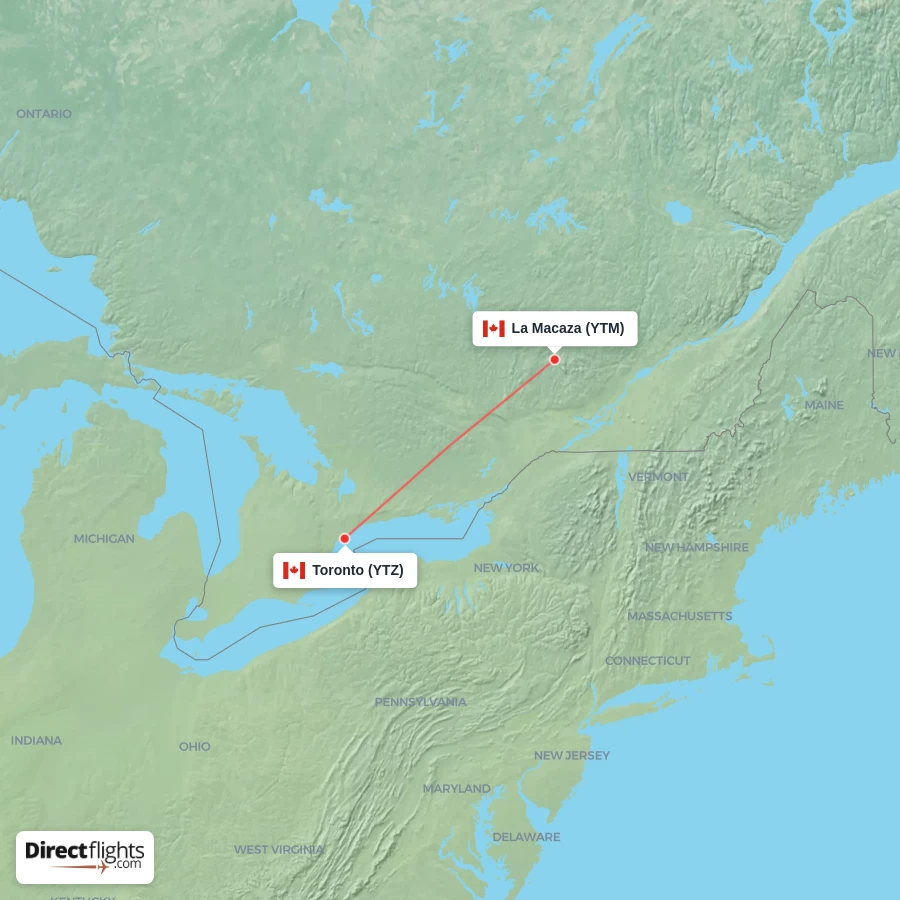 YTZ - YTM route map
