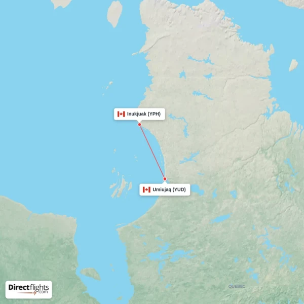 Umiujaq - Inukjuak direct flight map