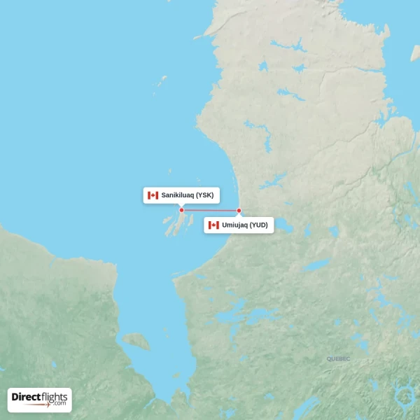 Umiujaq - Sanikiluaq direct flight map