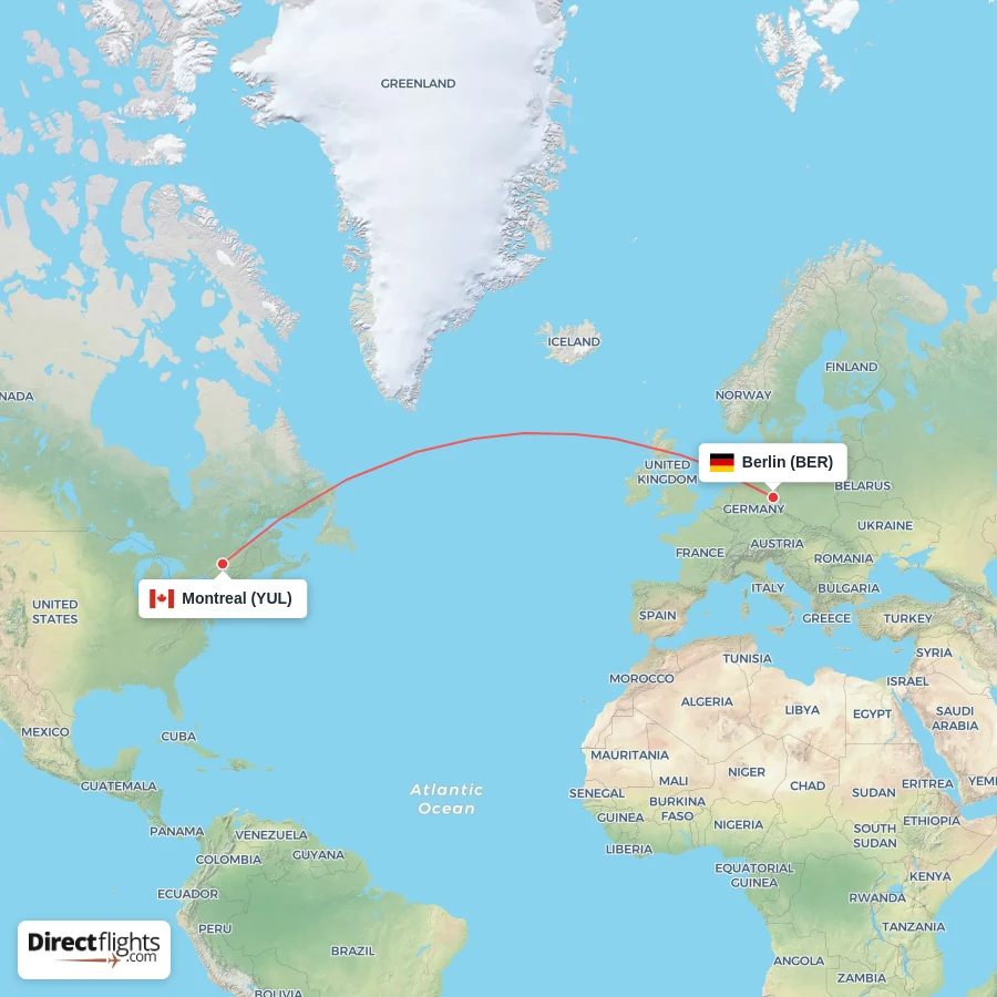 YUL - BER route map