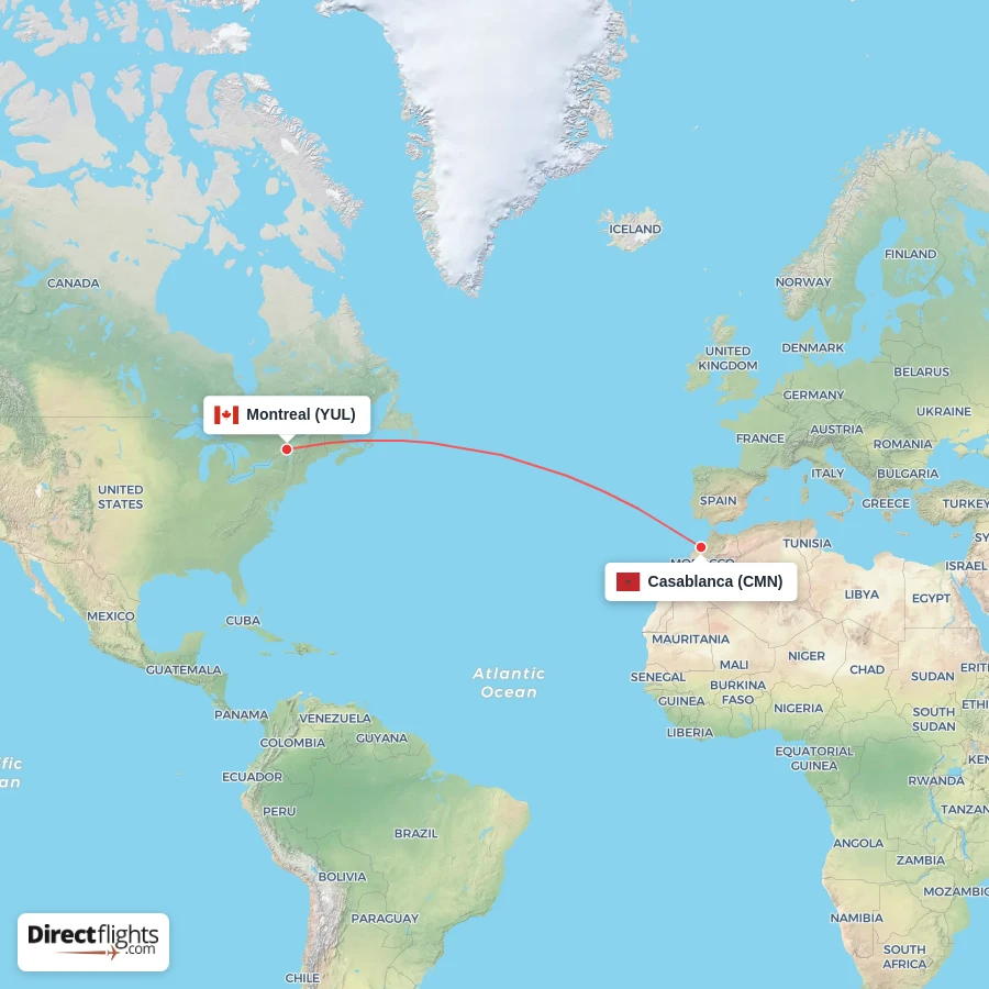 YUL - CMN route map