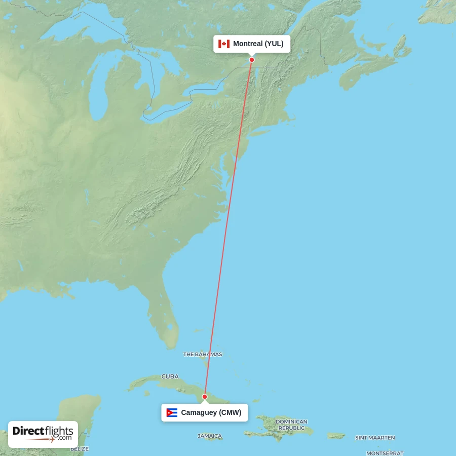 YUL - CMW route map