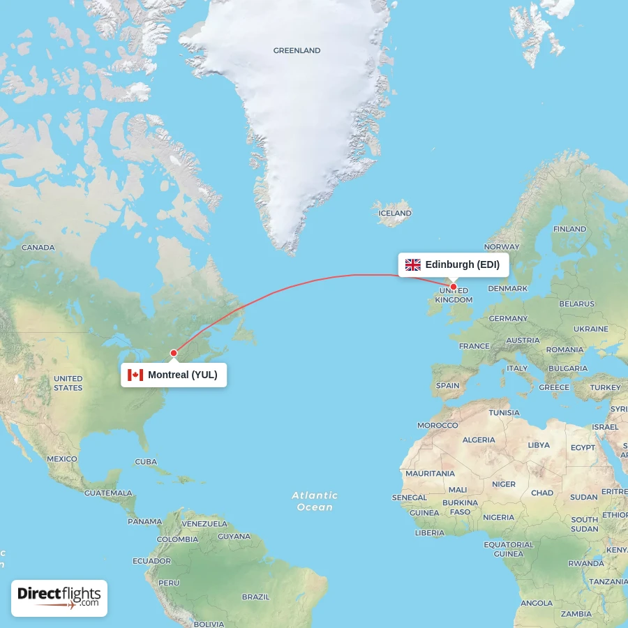 YUL - EDI route map