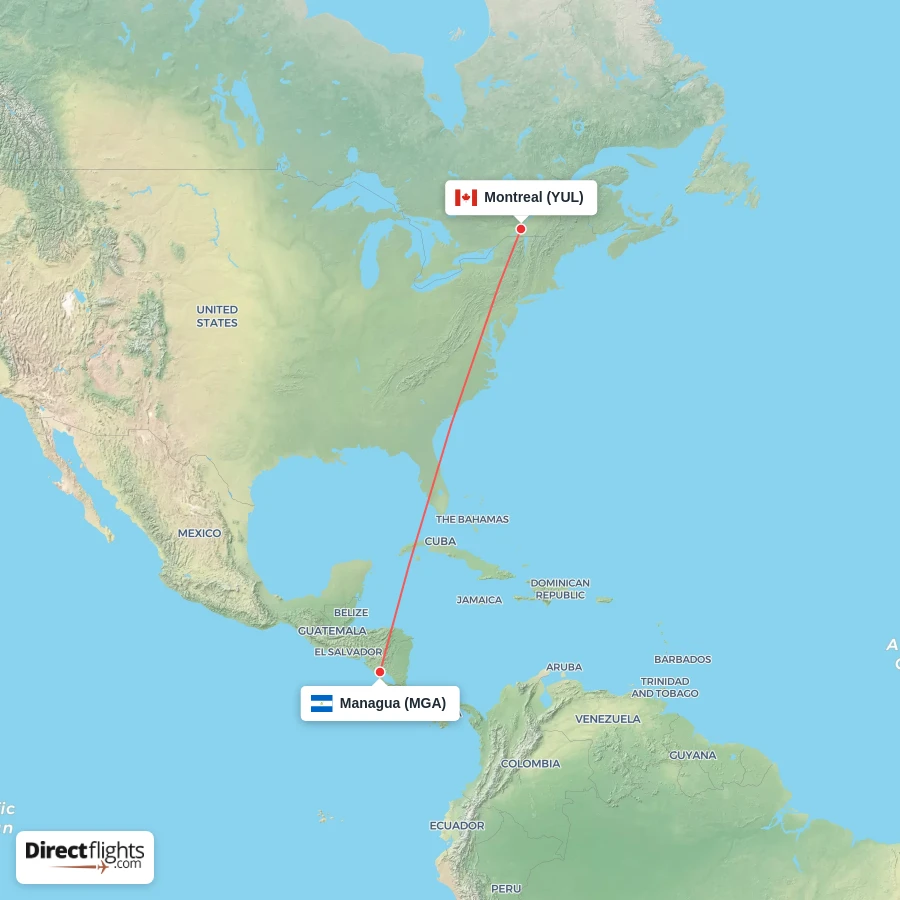 YUL - MGA route map