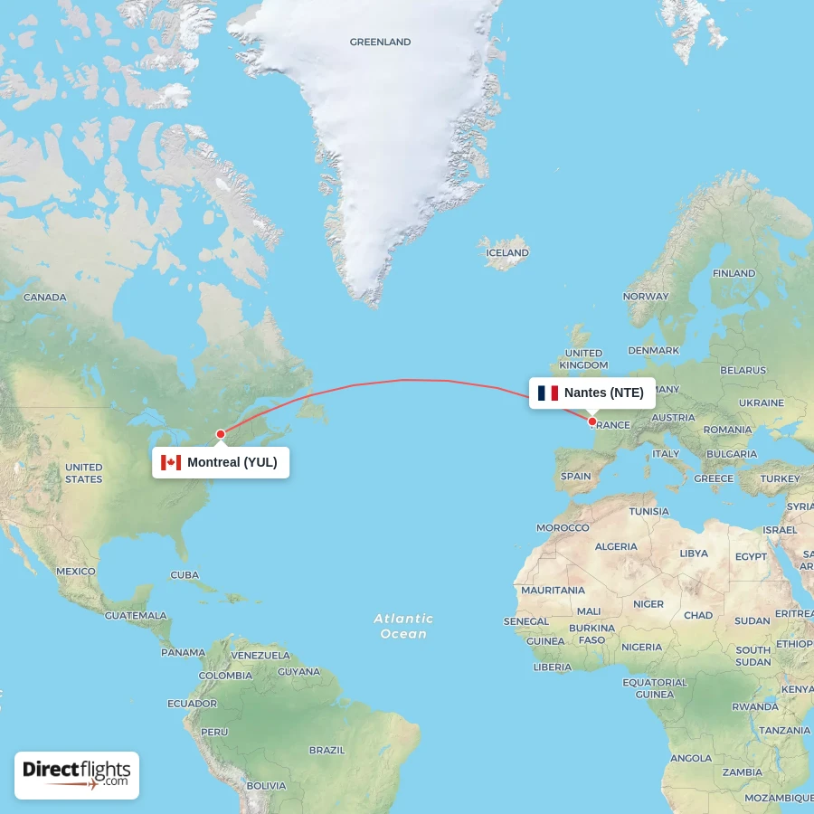 YUL - NTE route map