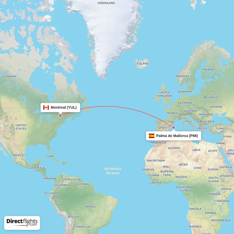YUL - PMI route map