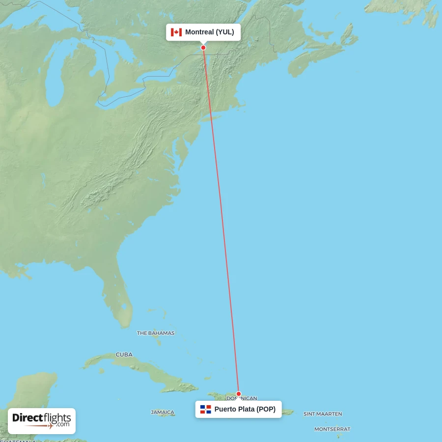 YUL - POP route map