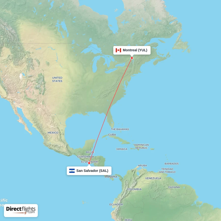 YUL - SAL route map
