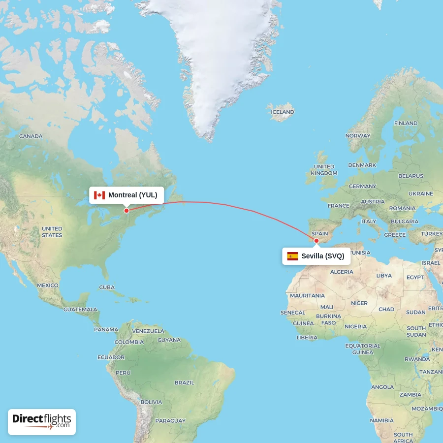 YUL - SVQ route map