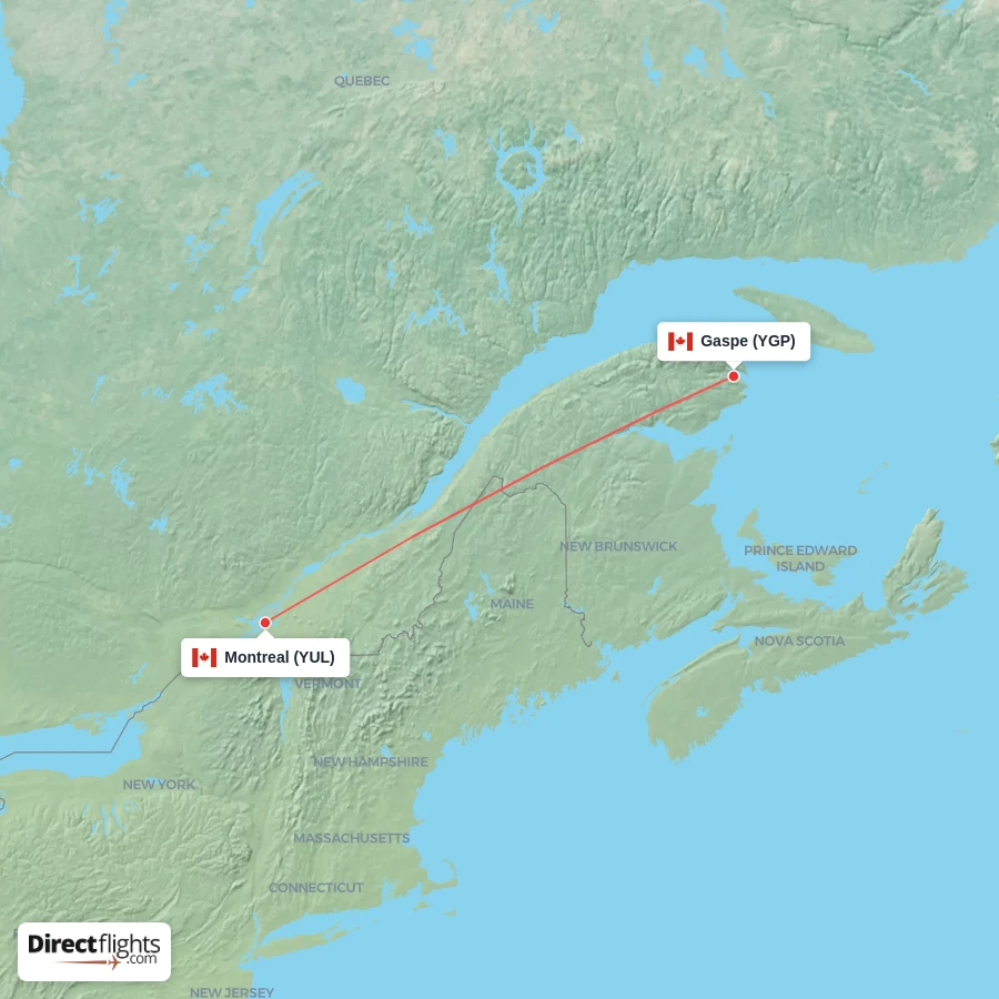 YUL - YGP route map