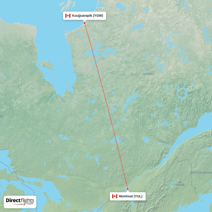 YUL - YGW route map