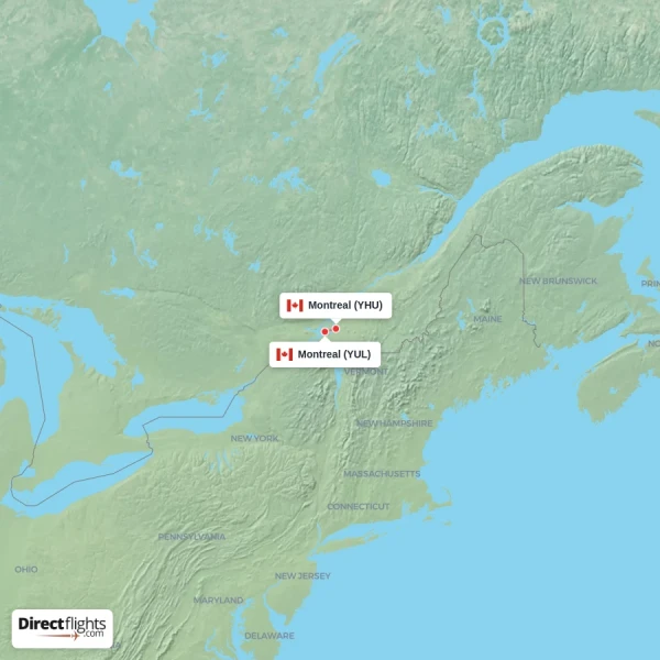 Montreal - Montreal direct flight map