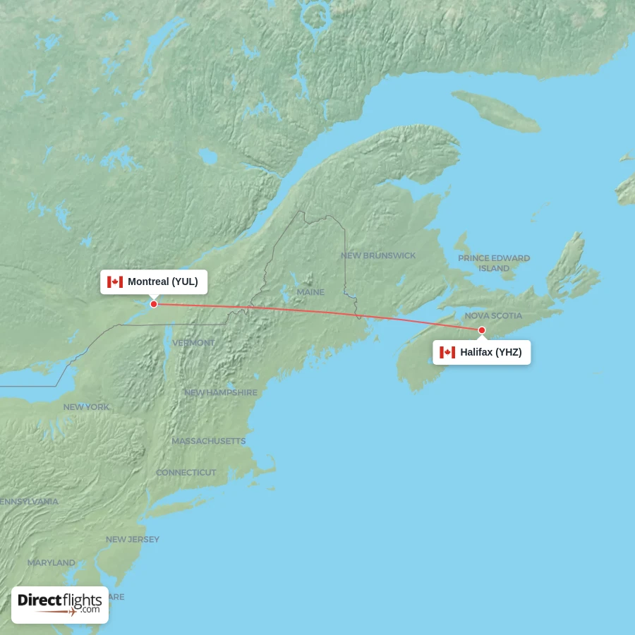 YUL - YHZ route map