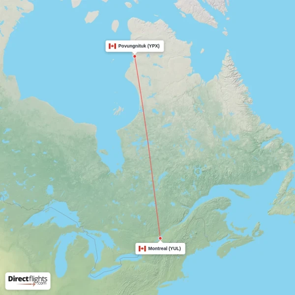 Montreal - Povungnituk direct flight map