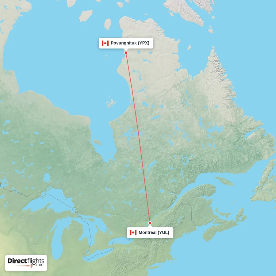 YUL - YPX route map