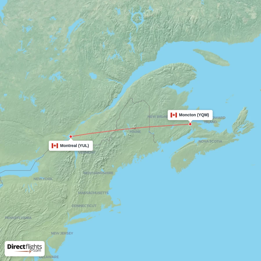YUL - YQM route map