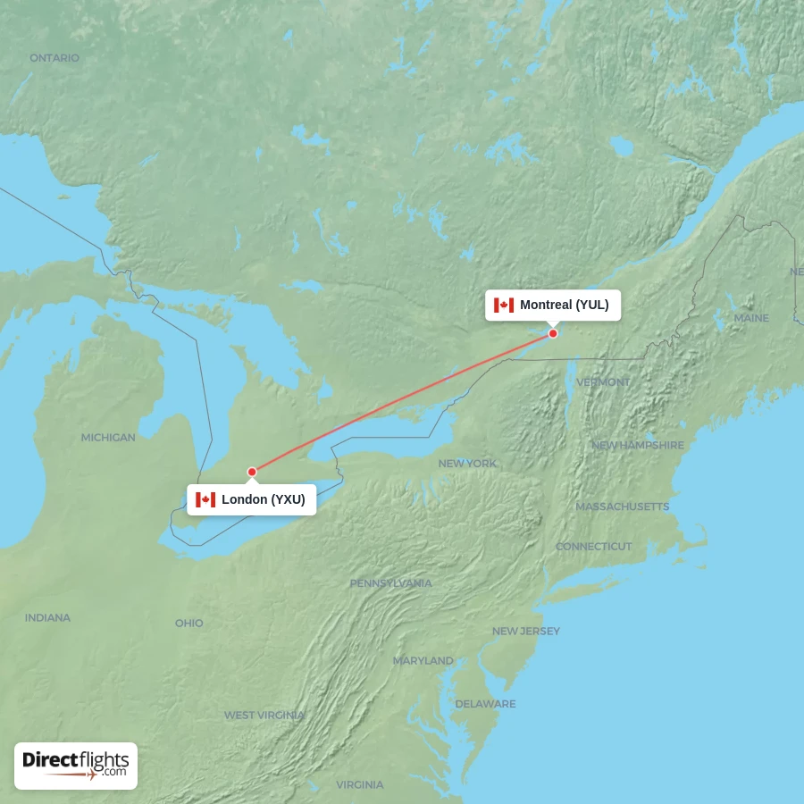 YUL - YXU route map