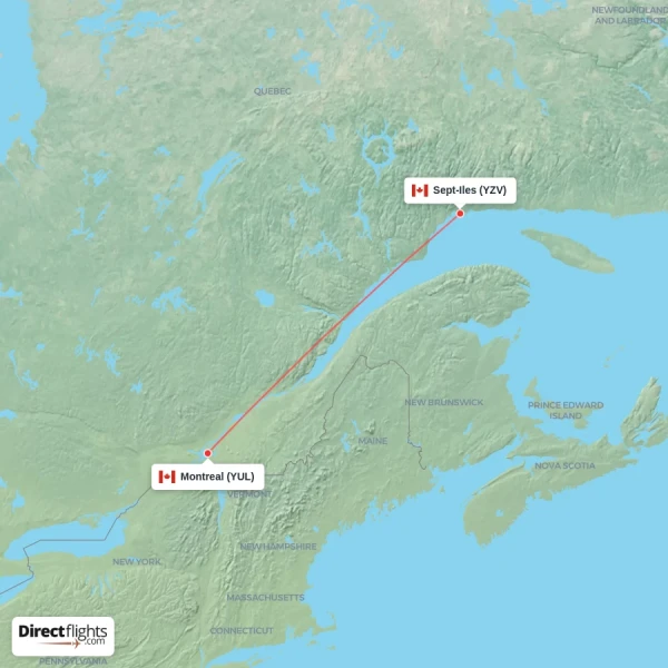 Montreal - Sept-Iles direct flight map