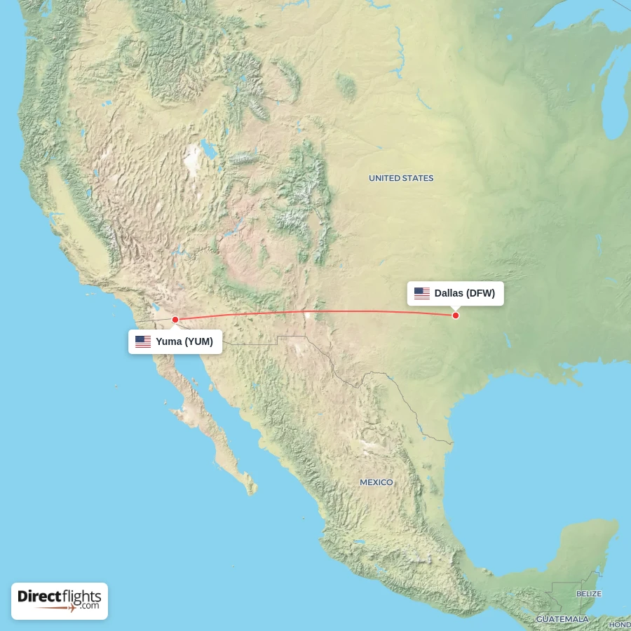 YUM - DFW route map
