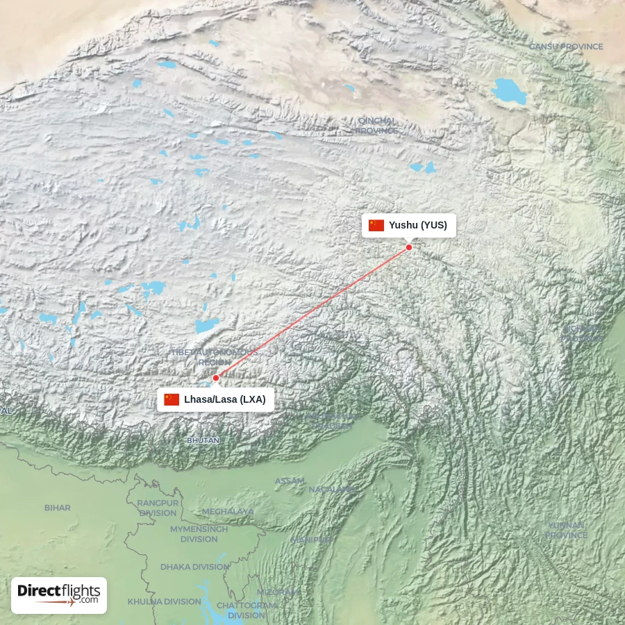 YUS - LXA route map
