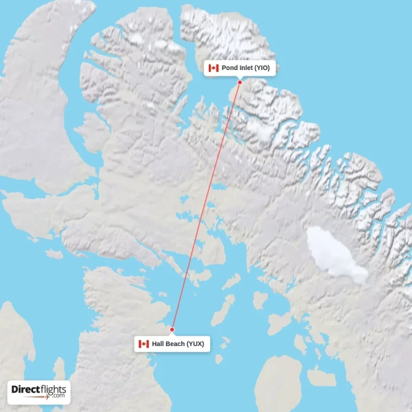 Hall Beach - Pond Inlet direct flight map