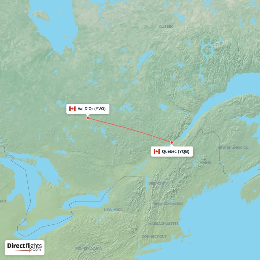 YVO - YQB route map