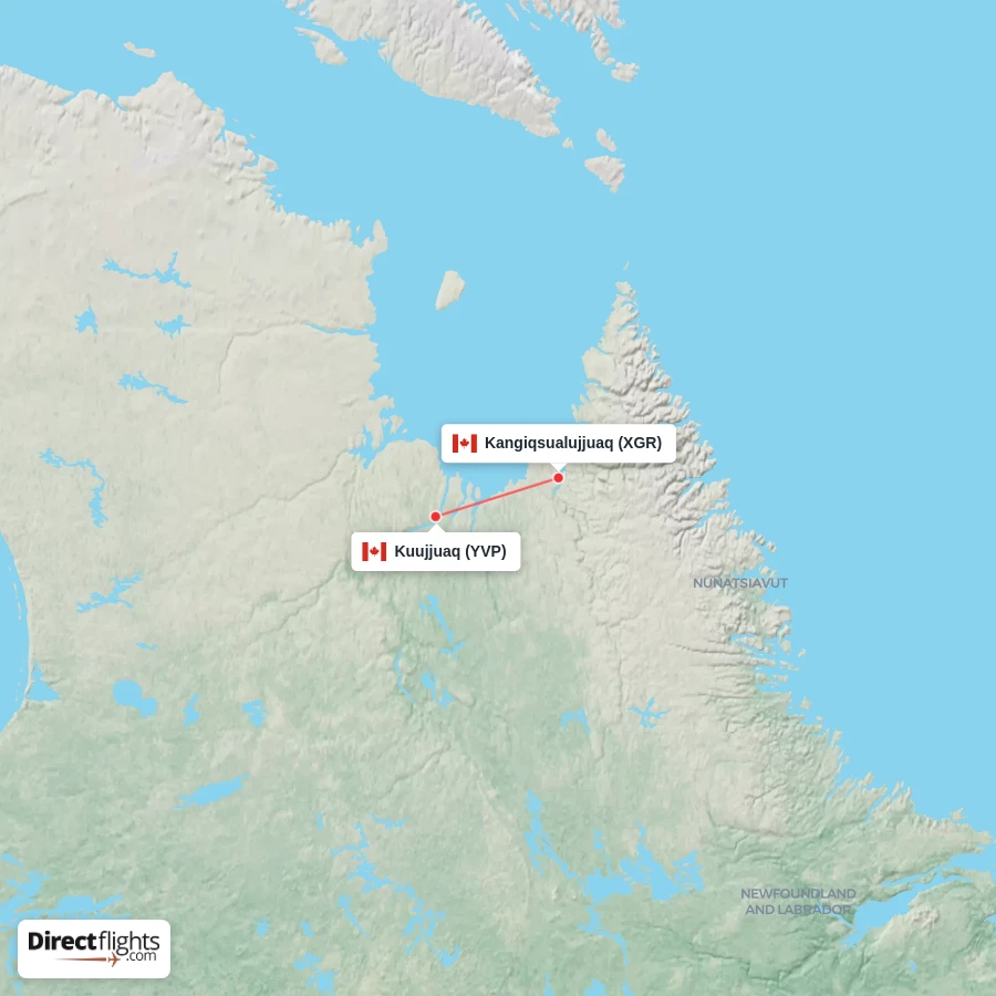YVP - XGR route map