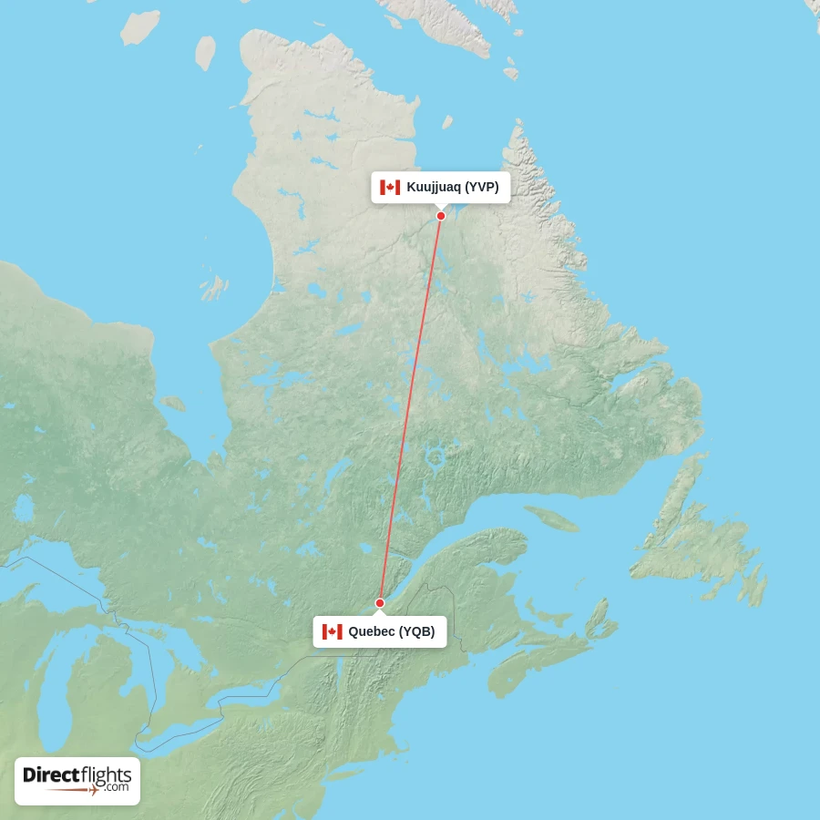 YVP - YQB route map