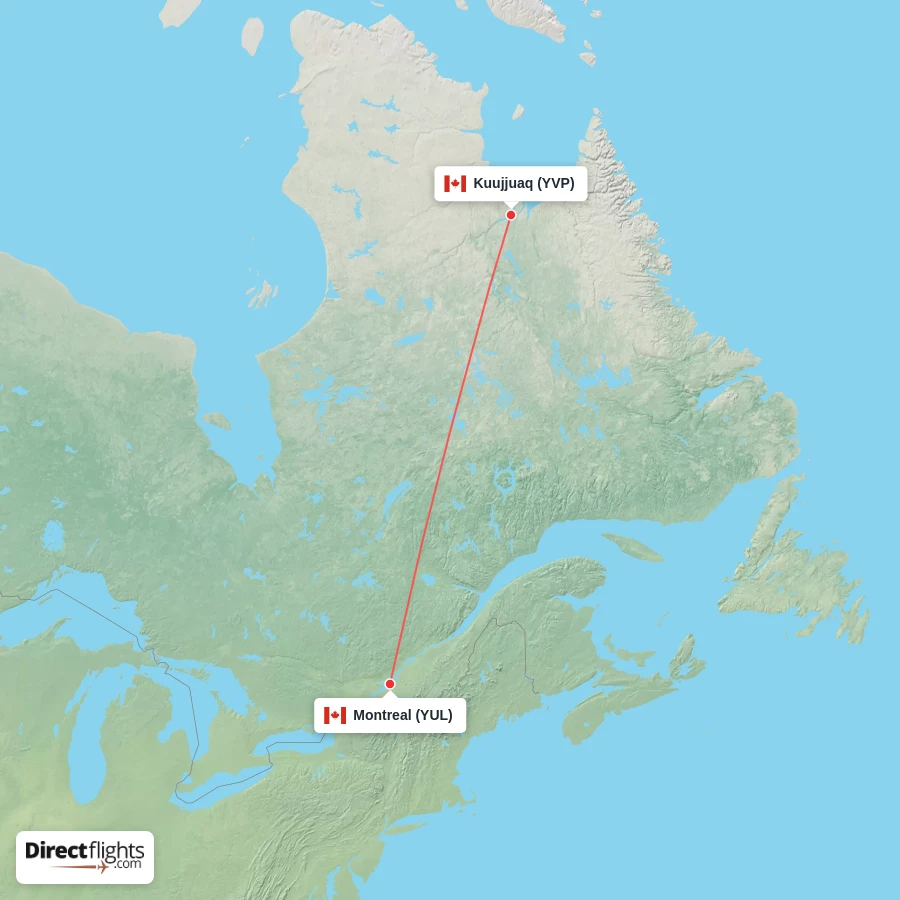 YVP - YUL route map