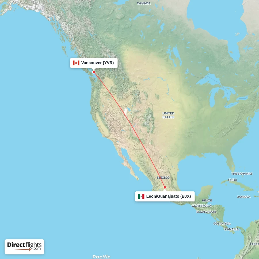 YVR - BJX route map