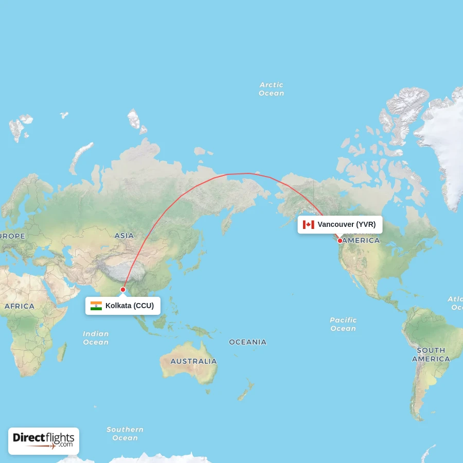 YVR - CCU route map