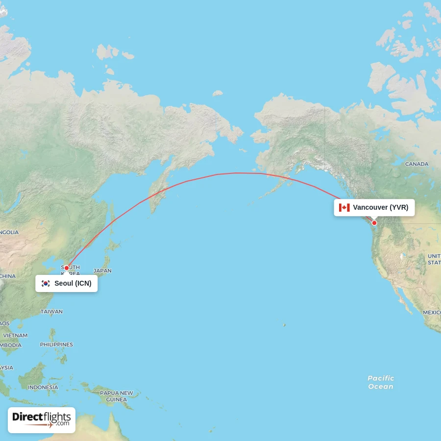 YVR - ICN route map