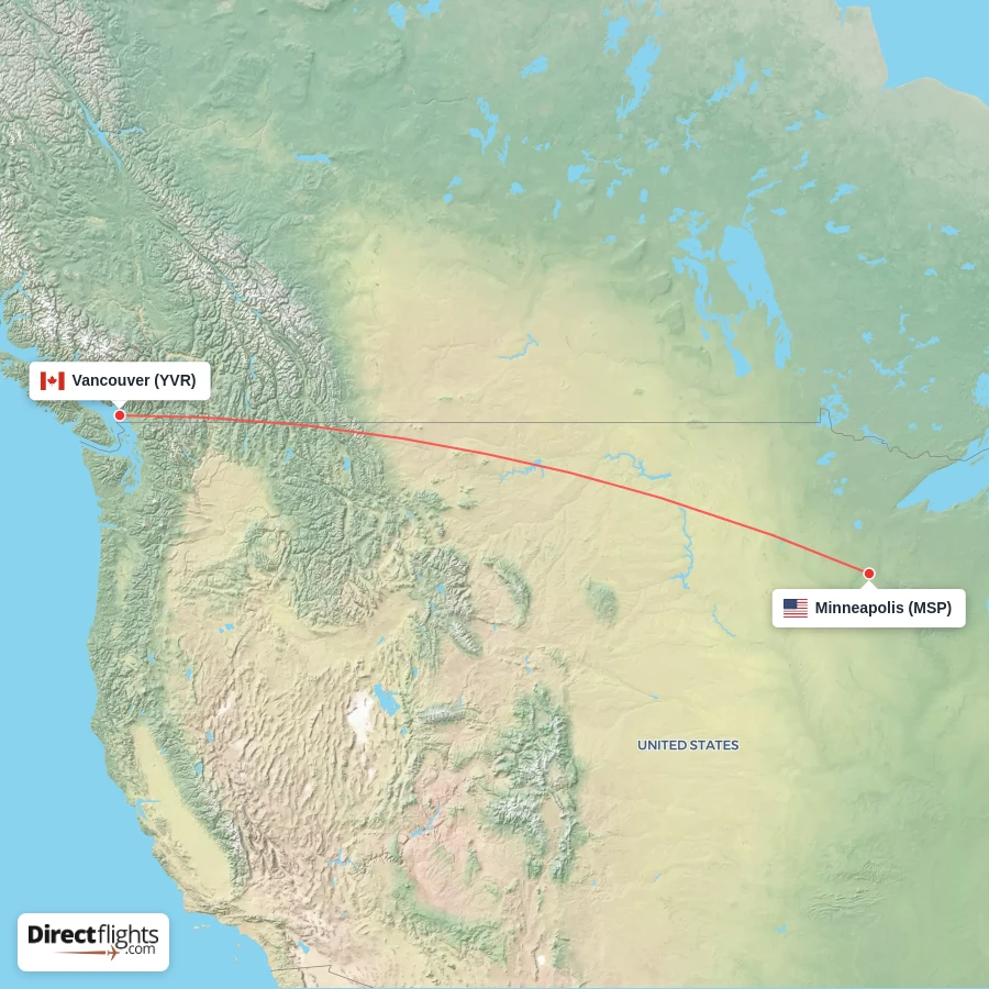YVR - MSP route map