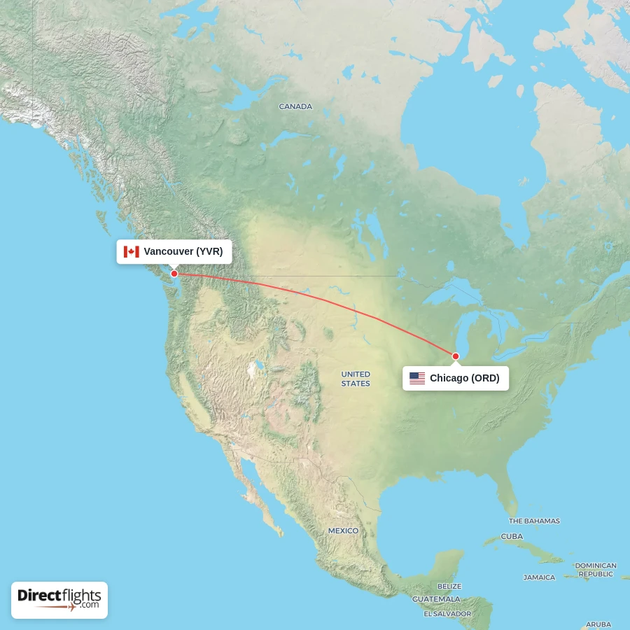 YVR - ORD route map