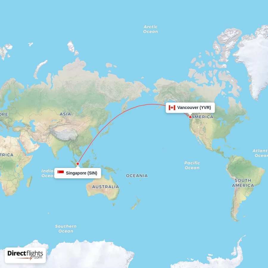 YVR - SIN route map