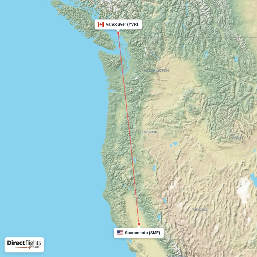 YVR - SMF route map