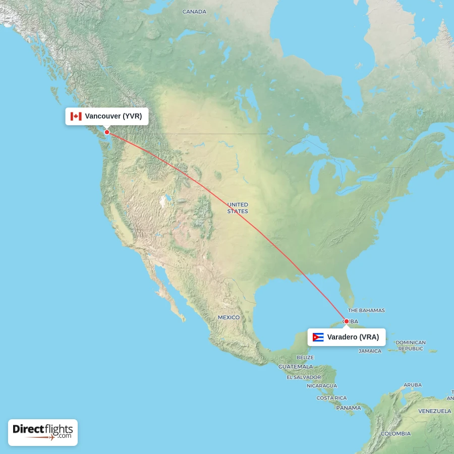 YVR - VRA route map