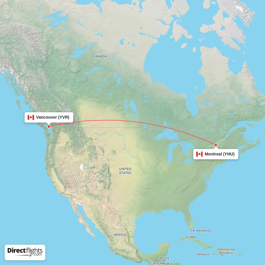 YVR - YHU route map