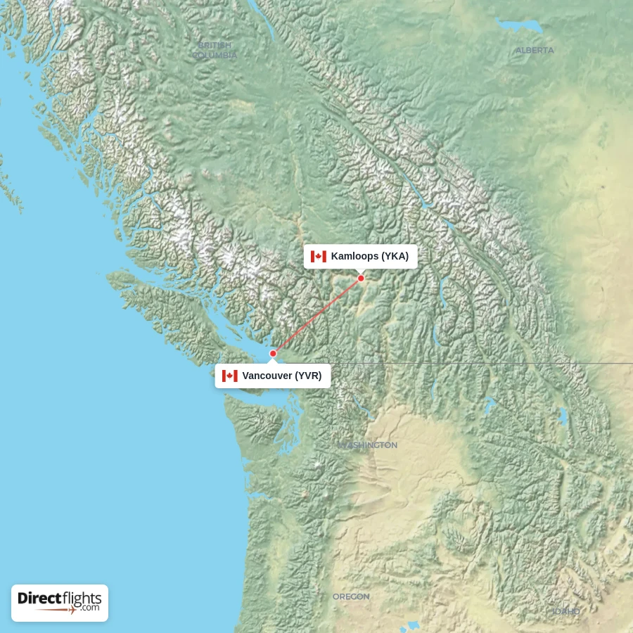 YVR - YKA route map